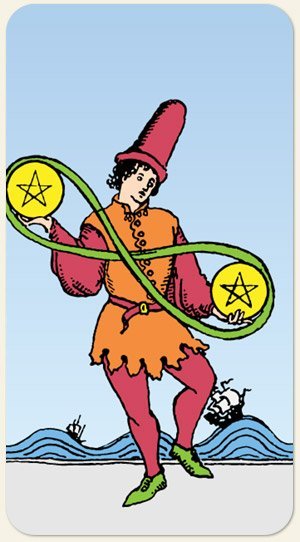Carta del Tarot del 16 de marzo: El 2 de Oros — equilibrio en medio del movimiento